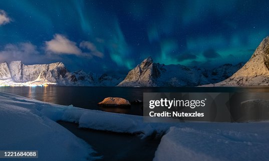 Northern lights in Lofoten islands, Norway.