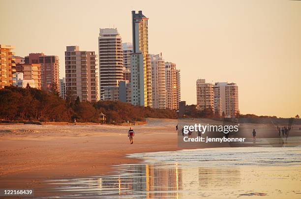 surfers paradise coastline at dawn, queensland, australia - gold coast australia stock pictures, royalty-free photos & images