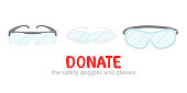 Vector illustration of safety goggles donation