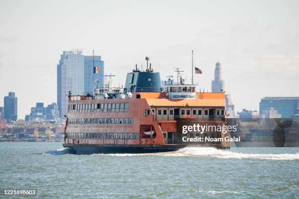 View of the Staten Island Ferry during the coronavirus pandemic on April 28, 2020 in New York City. COVID-19 has spread to most countries around the...