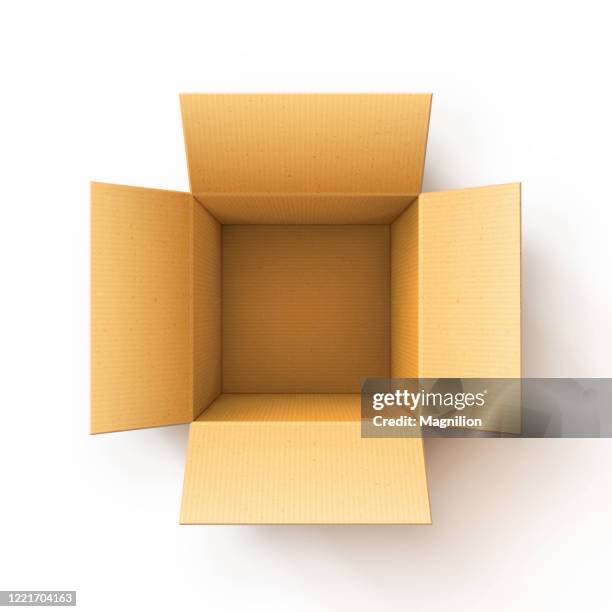 offene karton versandbox - cardboard box stock-grafiken, -clipart, -cartoons und -symbole