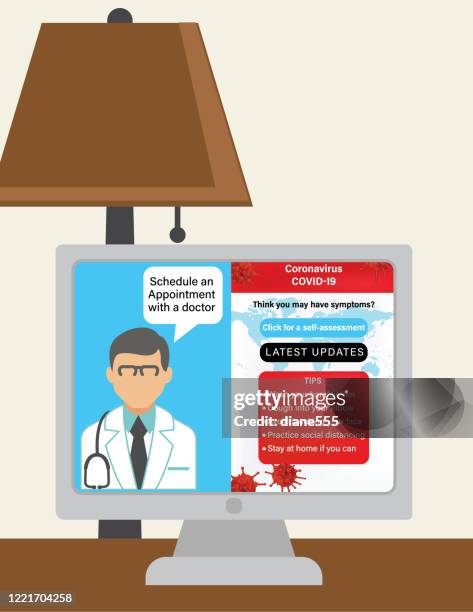 telemedicine appointment - self isolation canada stock illustrations