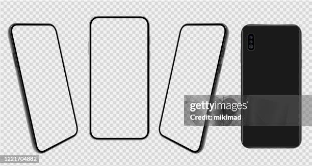 smartphone. handy-vorlage. telefon. realistische vektor-illustration von digitalen geräten. front- und rückansicht - rücken stock-grafiken, -clipart, -cartoons und -symbole