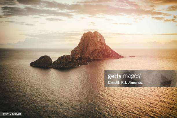 sunset landscape of the islet es vedra in ibiza - es vedra stock pictures, royalty-free photos & images