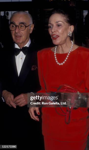 Senator Abraham Ribicoff and wife Casey Ribicoff attend the opening of the American Ballet on April 20, 1987 at the Metropolitan Opera House in New...