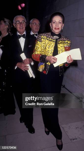 Senator Abraham Ribicoff and wife Casey Ribicoff attend Literary Lions Awards Gala on November 8, 1990 at the New York Public Library in New York...