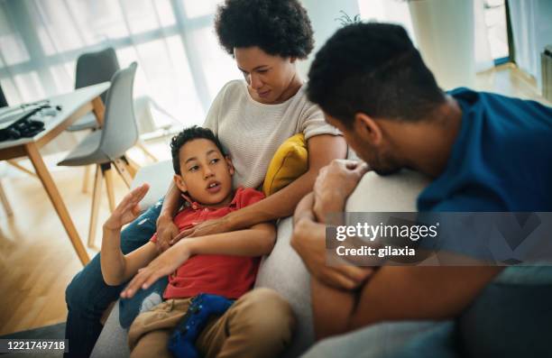 family staying at home during coronavirus. - sick wife stock pictures, royalty-free photos & images