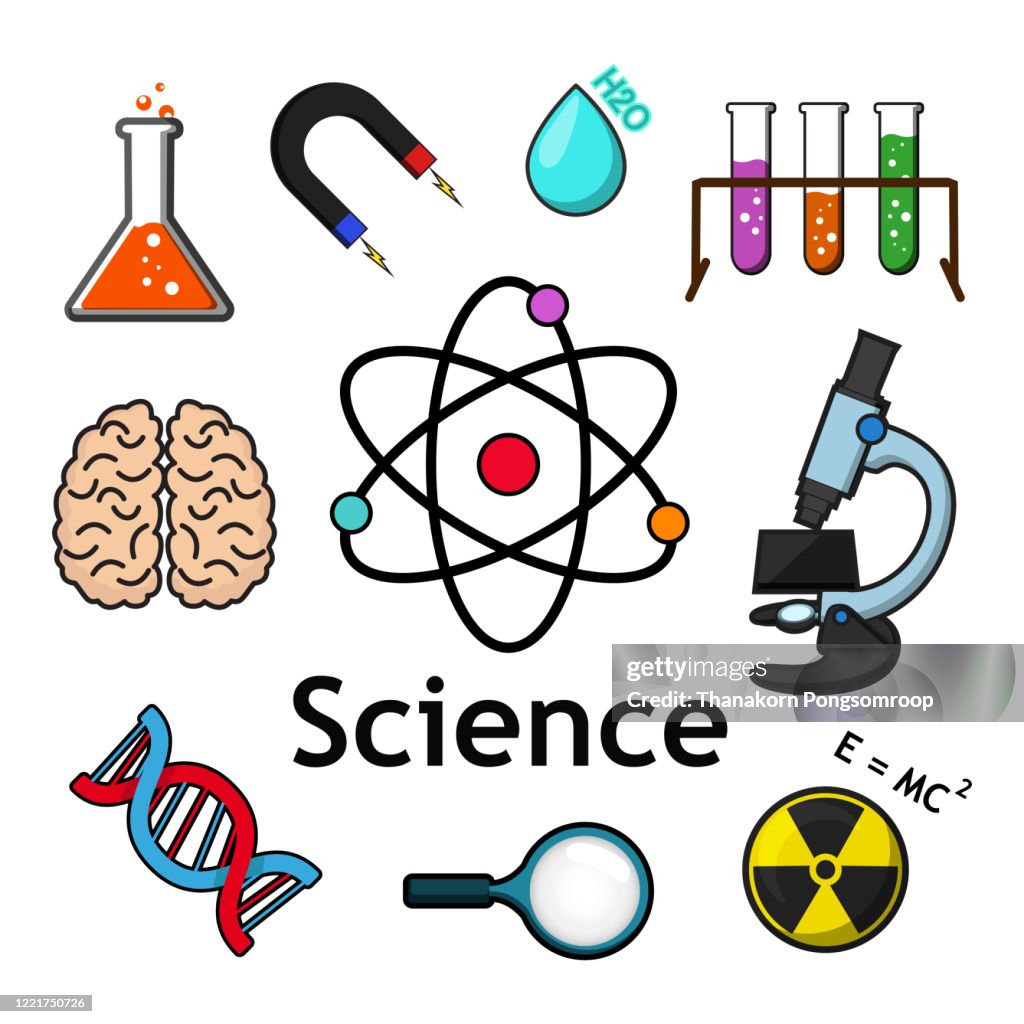 Cartoon Science Instruments Scientific Equipment Cartoons Design Set Vector High-Res Vector Graphic ...