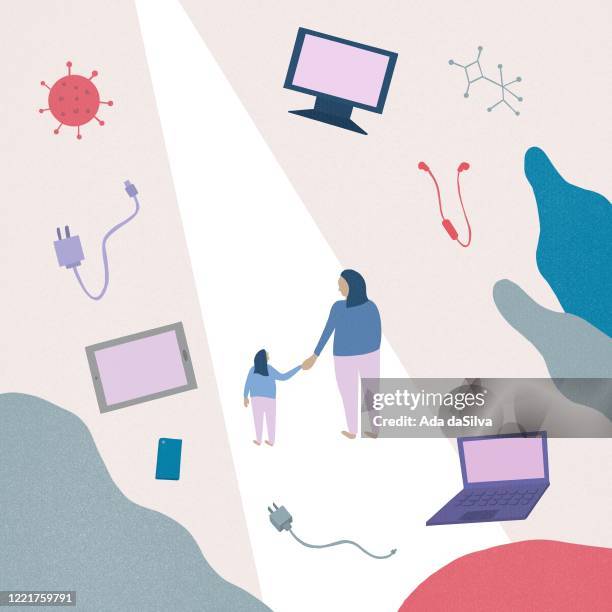 concept for the future after coronavirus. - japan technology stock illustrations