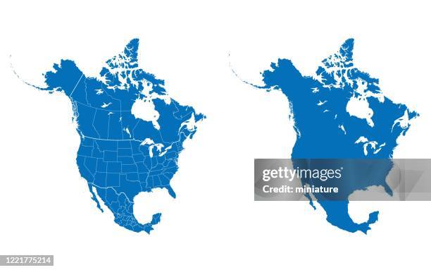 nordamerika karte - nordamerika stock-grafiken, -clipart, -cartoons und -symbole