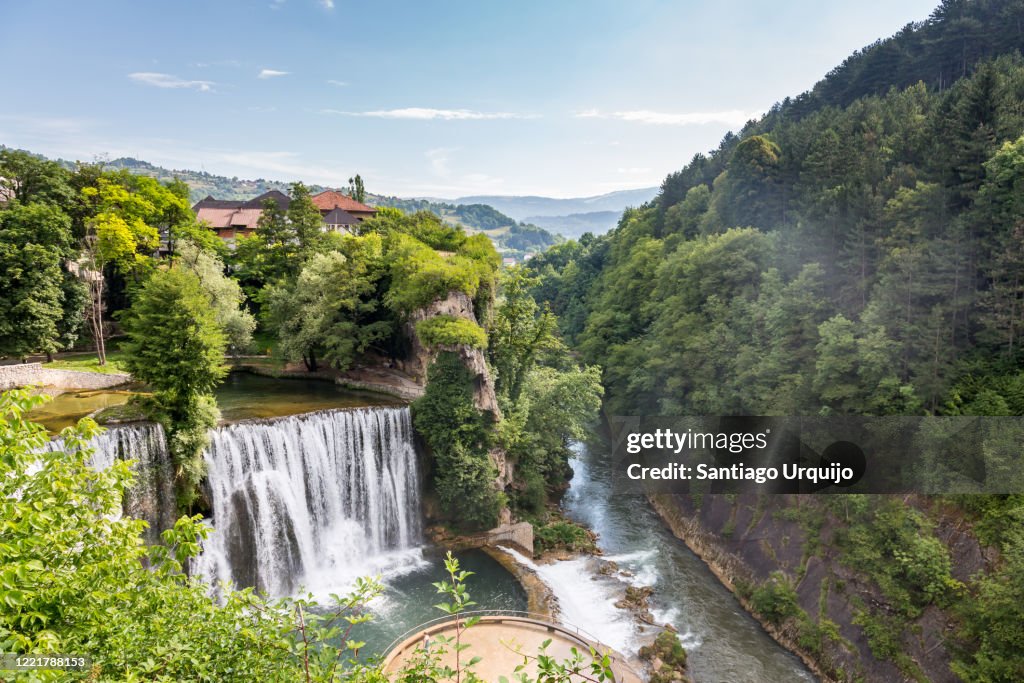 Pliva Waterfall and city of Jajce