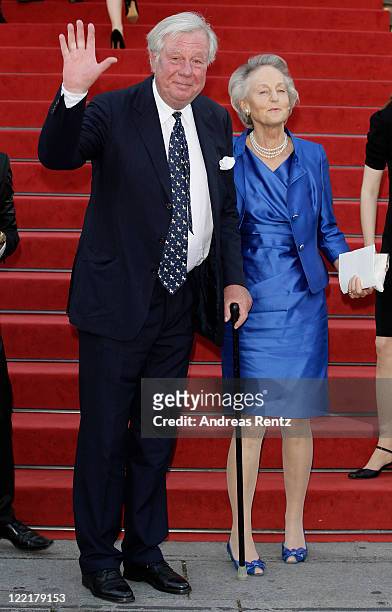 Franz Alexander, Prince of Isenburg and Christine, Countess von Saurma arrive for a charity concert at the Gendarmenmarkt concert hall on August 26,...