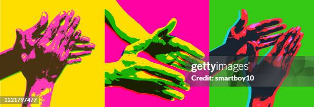 hands clapping - thank you essential workers stock illustrations