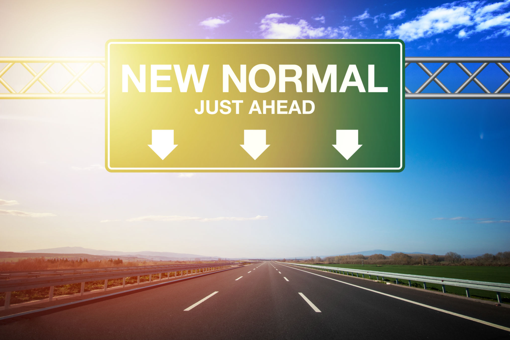 New Normal After Coronavirus. New normal road sign. New Normal After Coronavirus. New normal road sign.