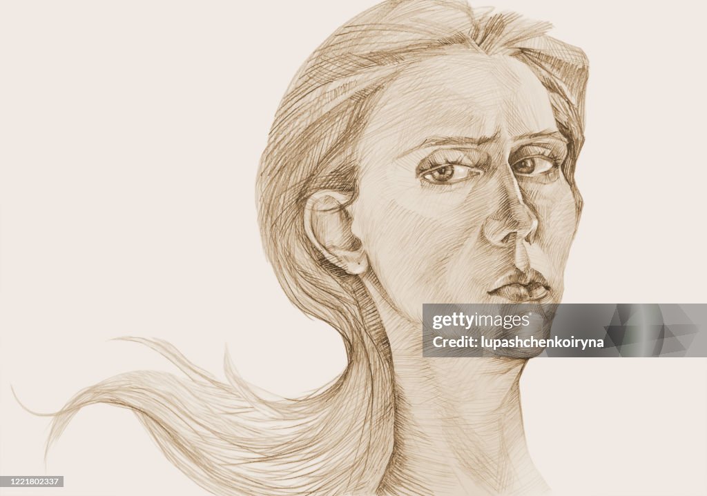 Ilustración De Moda Alegoría Belleza Obra De Arte Sepia Lápiz Dibujo Horizontal Retrato Impresionismo Fantasía Cara Ilustración De Moda Alegoría Belleza Obra De Arte Sepia Lápiz Dibujo Horizontal Retrato Impresionismo Fantasía Cara