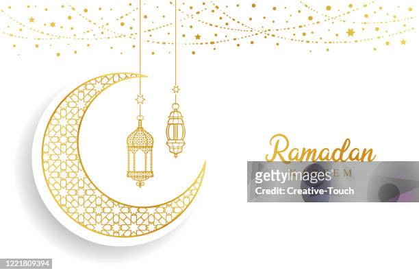 ramadan mubarak - moonlight stock illustrations