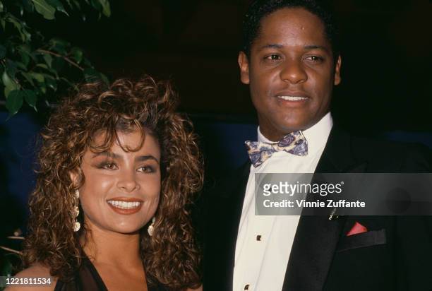 American singer and dancer Paula Abdul and American actor Blair Underwood attend the 1988 NAACP Image Awards, held at the Wiltern Theater in Los...