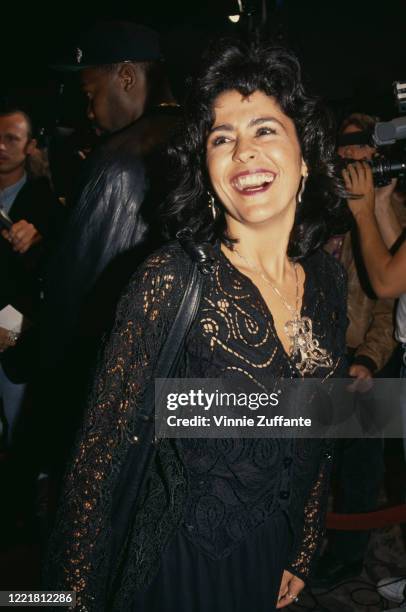 Cuban actress and singer Maria Conchita Alonso attends the premiere of 'Lethal Weapon 3', held at the Mann Village Theater in Los Angeles,...