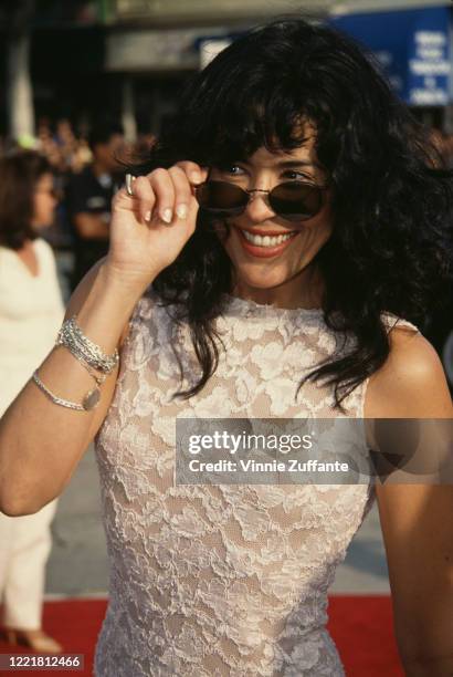 Cuban actress and singer Maria Conchita Alonso attends the premiere of 'Last Action Hero', held at the Mann Village Theater in Los Angeles,...