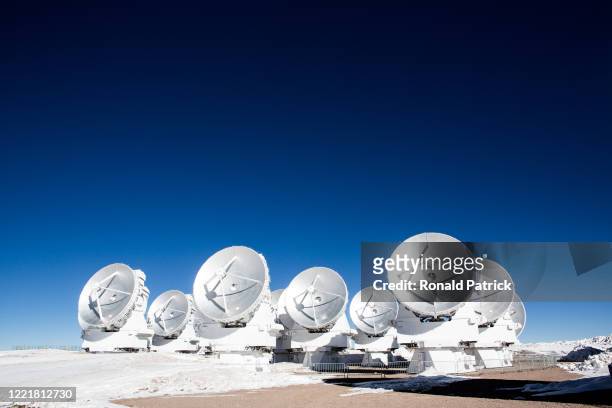 Radio telescope antennas at the Atacama Large Millimeter/submillimeter Array , on July 11, 2013 at the Chajnantor Plateau, Chile. The Atacama Large...