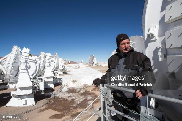 Michael Jenkner a german mechanic on site, working on the set up and maintenance of ALMAS antennas. On July 11, 2013 at the Chajnantor Plateau,...
