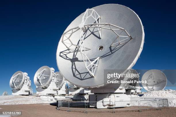 Radio telescope antennas at the Atacama Large Millimeter/submillimeter Array , on July 11, 2013 at the Chajnantor Plateau, Chile. The Atacama Large...