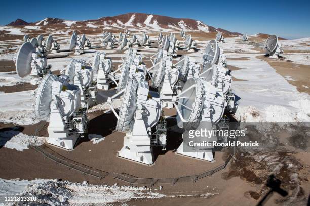 Radio telescope antennas at the Atacama Large Millimeter/submillimeter Array , on July 11, 2013 at the Chajnantor Plateau, Chile. The Atacama Large...