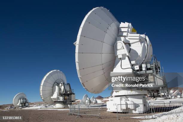 Radio telescope antennas at the Atacama Large Millimeter/submillimeter Array , on July 11, 2013 at the Chajnantor Plateau, Chile. The Atacama Large...