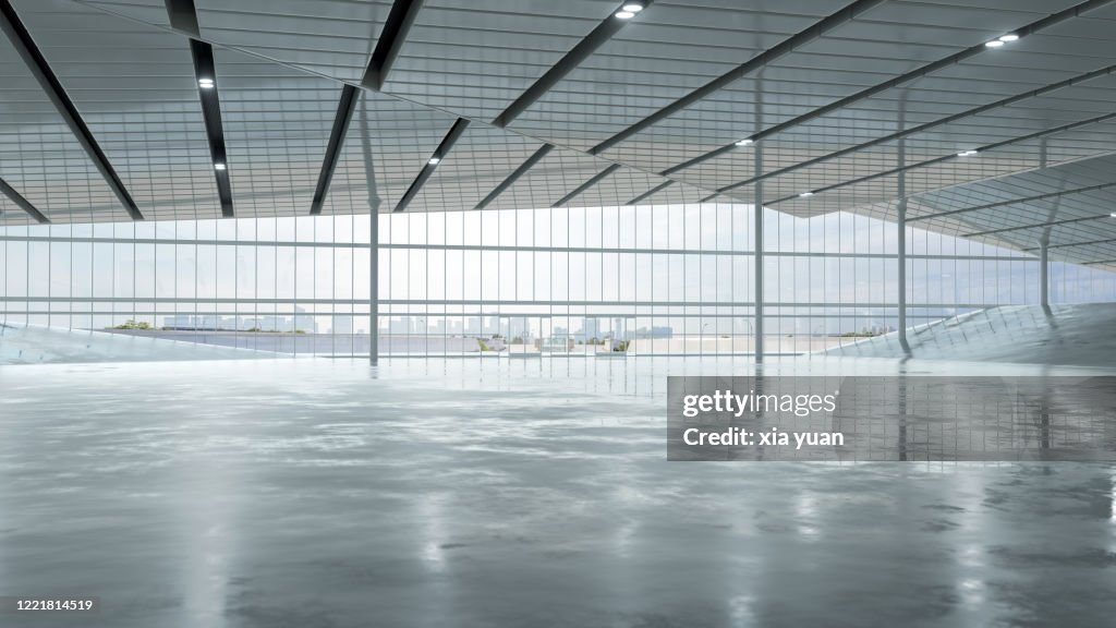 Empty Hall Windows Empty Hall With French Windows Of Modern Building High-Res Stock Photo ...
