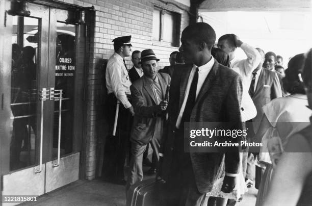 Civil rights activists known as the Freedom Riders en route from Montgomery, Alabama, to Jackson, Mississippi, as they seek to enforce integration by...