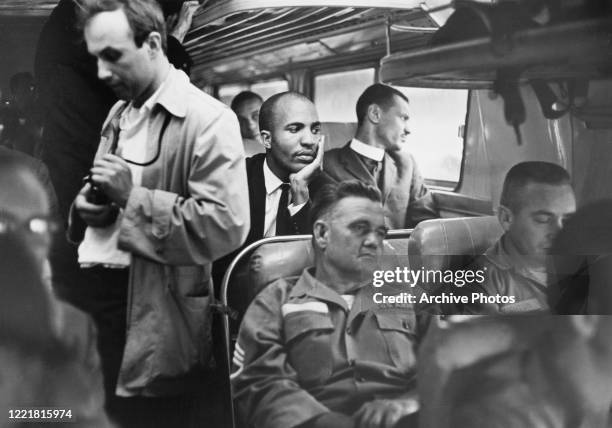 Civil rights activists known as the Freedom Riders en route from Montgomery, Alabama, to Jackson, Mississippi, as they seek to enforce integration by...