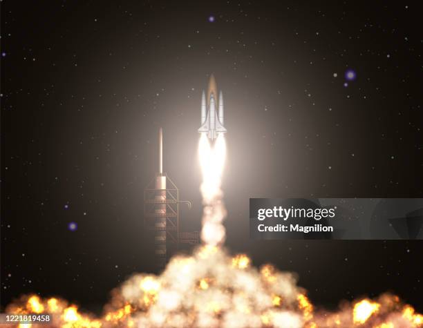space shuttle take off - atlantis stock illustrations