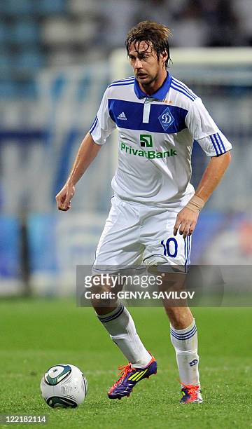 Artem Milevskiy of FC Dynamo Kiev takes part in their UEFA Europa League play-off second leg football match against Litex Lovech in Kiev on August...