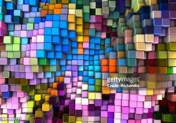 abstract 3d background with different cubes - toy block stock pictures, royalty-free photos & images