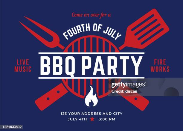 fourth of july bbq party invitation. - 4th of july bbq stock illustrations