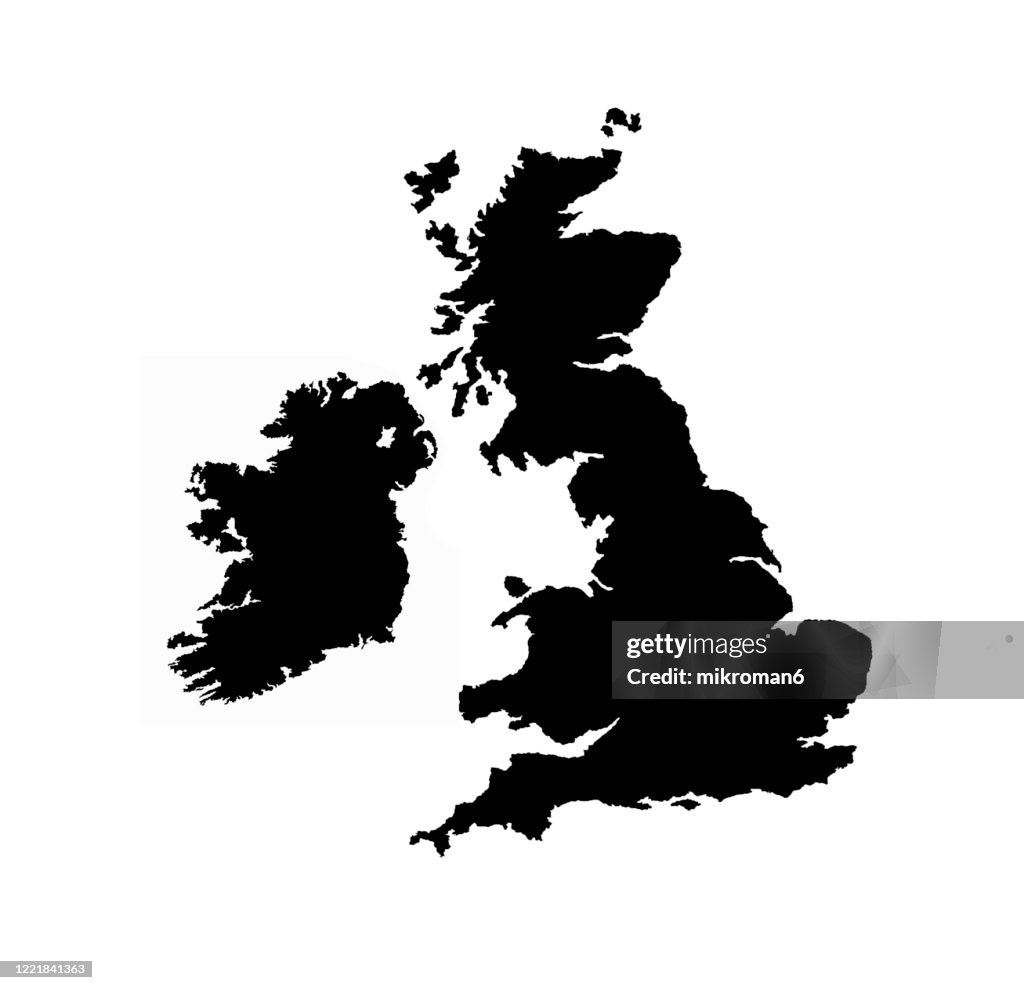 Shape of the Ireland Island and UK