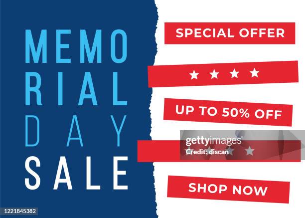 memorial day sale banner. - us army infographic stock illustrations