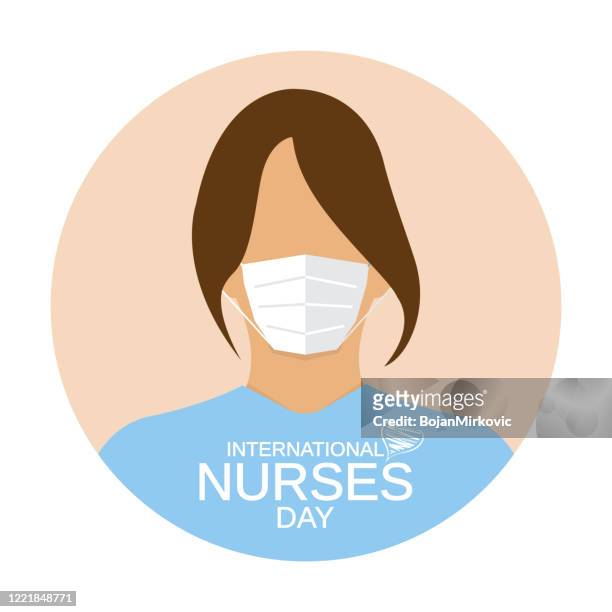 nurses day icon. woman with medical face mask. vector - nursing assistant stock illustrations