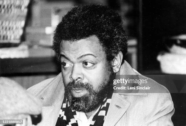 American writer of poetry, drama, fiction, essays and music criticism, Amiri Baraka as photographed outside of the Detroit Institute of Arts in...