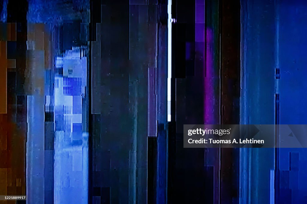 Pixelated tv screen, bad signal. Abstract high resolution glitch background.