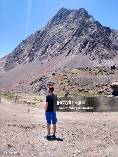 man looking at the andes - mount aconcagua stock pictures, royalty-free photos & images