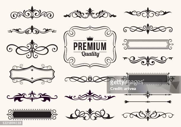 decorative ornate elements and badges - old fashioned stock illustrations