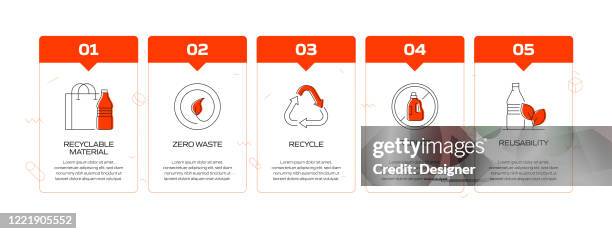 recycling and zero waste infographic template, elements and icons. simple vector infographic design - reduce waste infographic stock illustrations
