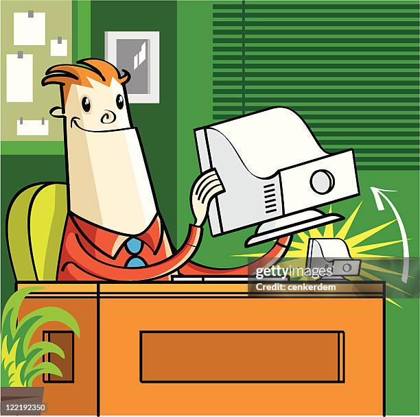 baby computer surprise - break through stock illustrations