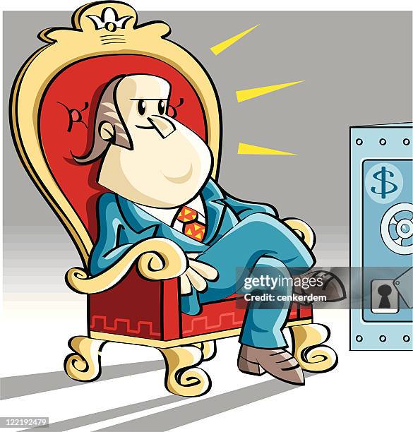 boss and his dollars - throne stock illustrations