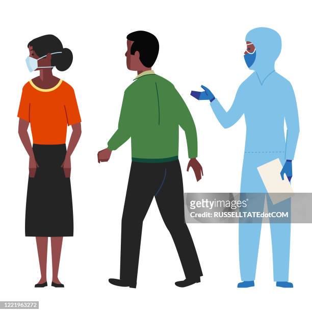 this way for the virus test - arabic doctor stock illustrations