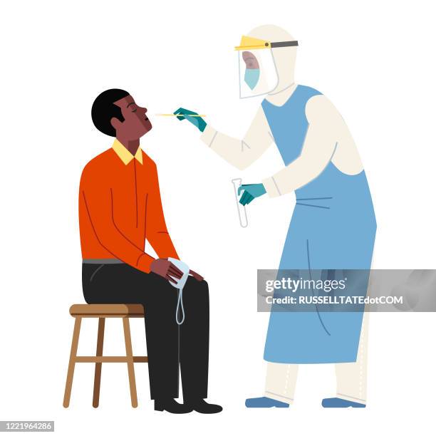 ready for a swab test - testing kit stock illustrations