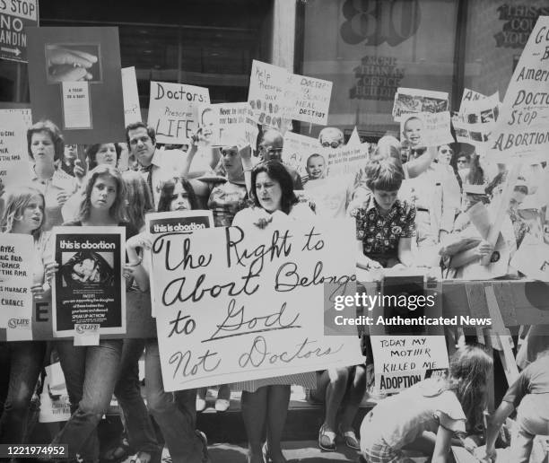 Pro-Life activists gather to protest against abortion outside an hotel where the Annual Convention of American Medical Association is taking place,...