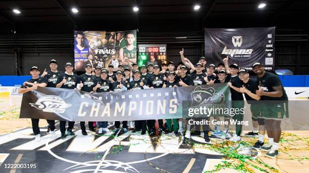 Team Taiwan Beer celebrates after d the SBL Finals Game Six between Taiwan Beer and Yulon Luxgen Dinos at Hao Yu Trainning Center on April 30, 2020...