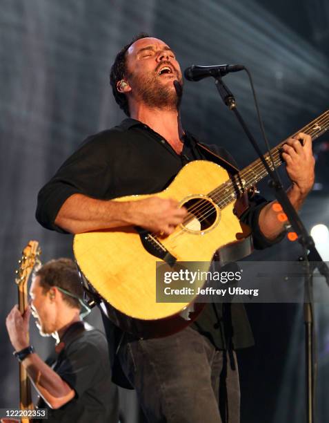 Singer Dave Matthews of the Dave Matthews Band performs during the Dave Matthews Band Caravan on Governors Island on August 26, 2011 in New York City.